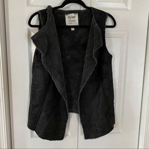 dylan faux suede and fur vest black medium